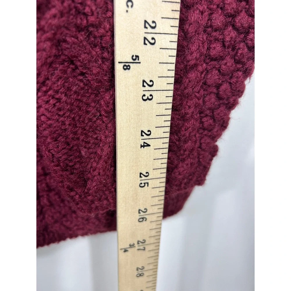 J. Crew Wool Cable Knit‎ Turtleneck Sweater Dress Women's M Burgundy Chunky Luxe